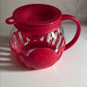 Tasty Glass Red Popcorn Maker with Handle